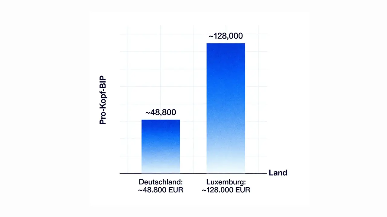 Säulendiagramm Pro-Kopf-BIP - Deutschland vs Luxemburg Säulendiagramm Pro-Kopf-BIP - Deutschland vs Luxemburg